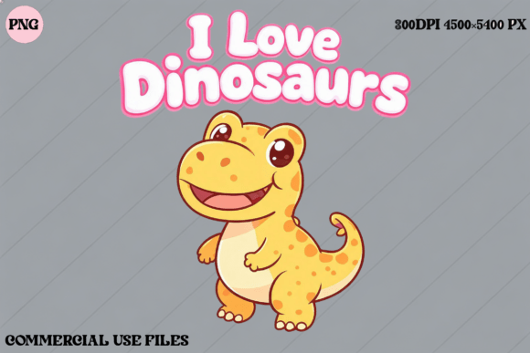 Cute Dinosaur I Love Dinosaurs Graphic: A Design Asset for Playful Brands