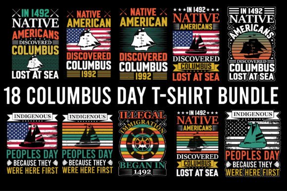 Unleash Patriotic Creativity with the Columbus Day Graphic T-Shirt Bundle